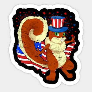 4th Of July Animal Lover US Flag American USA Squirrel Sticker